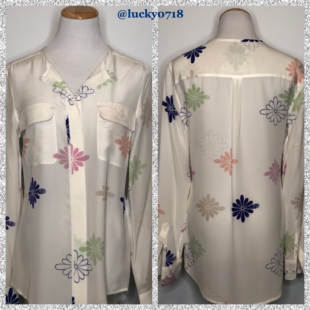 Equipment White Multi Lynn Floral Silk Top Sz S - Picture 4 of 8